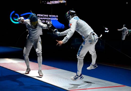 Matteo Galassi, a destra, ai Mondiali di Tbilisi del 2025