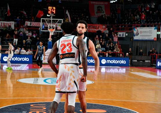 La grinta di Stephens e Gaspardo durante il match di sabato con Roseto