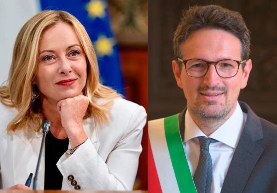 La premier Giorgia Meloni e il sindaco di Ravenna Alessandro Barattoni