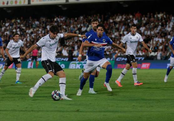 Il palo colpito da Cristian Shpendi contro la Sampdoria