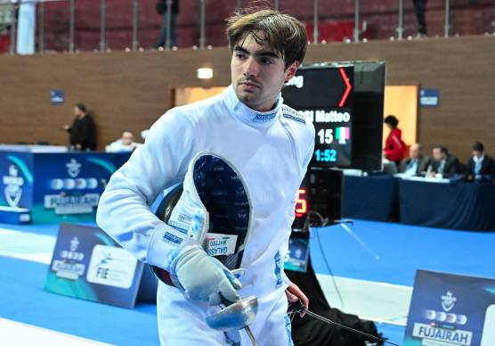 Matteo Galassi dopo il debutto di questa mattina a Fujairah (foto Federscherma)