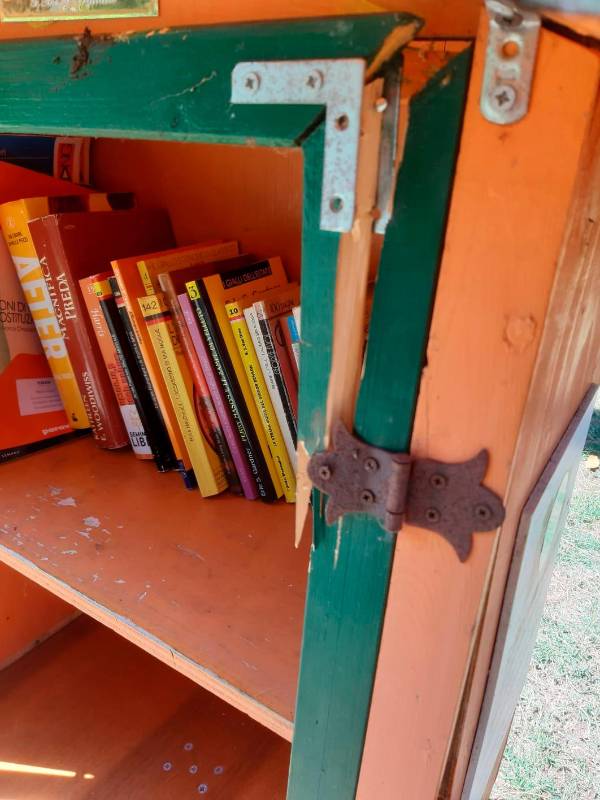 La casetta dei libri presa di mira