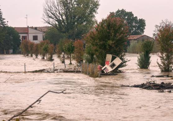 Un’immagine di Traversara durante l’alluvione di settembre 2024 (foto Massimo Fiorentini)