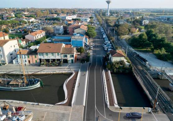 Il rendering del nuovo Ponte del Gatto all’ingresso di Cesenatico