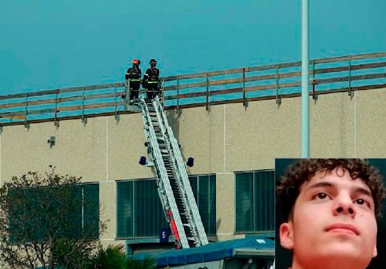 Il sopralluogo dei Vigili del Fuoco dopo l’infortunio sul lavoro (Foto Fiorentini). Nel riquadro Rayan Lassoued