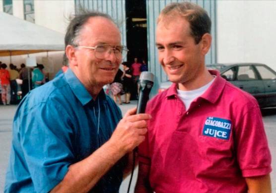 Luciano Draghi con un giovanissimo Marco Pantani alla Coppa della Pace