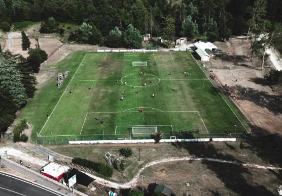 Una ripresa fatta con il drone con cui lo staff tecnico riprende tutti gli allenamenti della squadra
