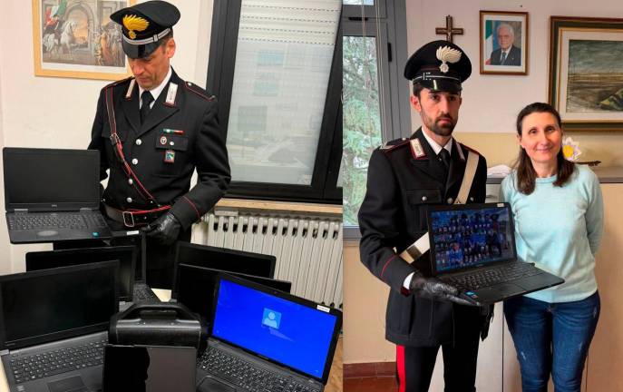 Poggio Torriana, i Carabinieri trovano i sette computer rubati alla scuola primaria