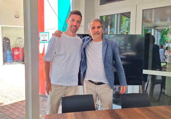 Il tecnico Andrea Malgrati insieme al direttore sportivo Daniele Deoma il 9 luglio, giorno in cui il San Marino annunciò il nuovo allenatore