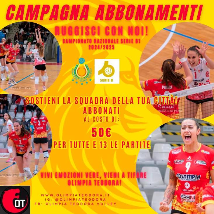 Volley B1 donne, l’Olimpia Teodora Ravenna lancia la campagna abbonamenti