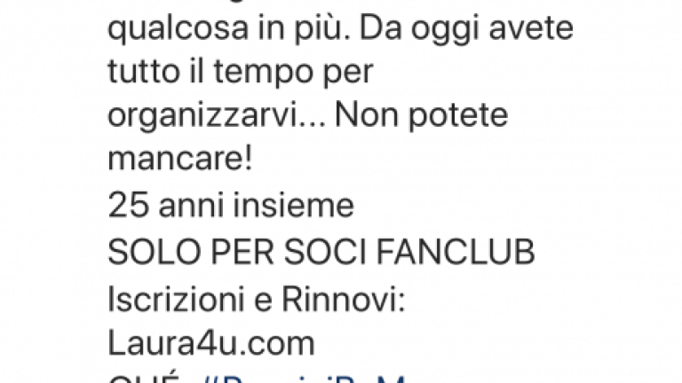 Laura Pausini annuncia il raduno del fan club: il 5 settembre a Faenza