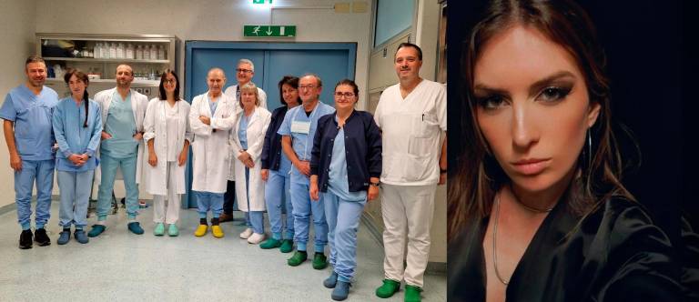 A sinistra l’équipe del professor Davide Melandri, a destra Eleonora Palmieri