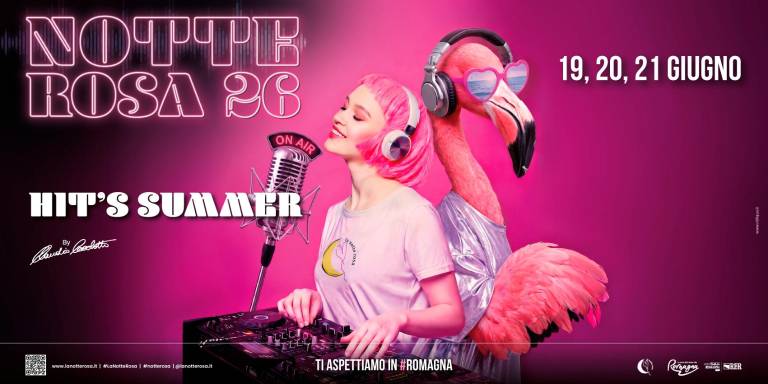 Notte Rosa 2026: il programma con tre grandi radio come partner e il ritorno del fenicottero rosa