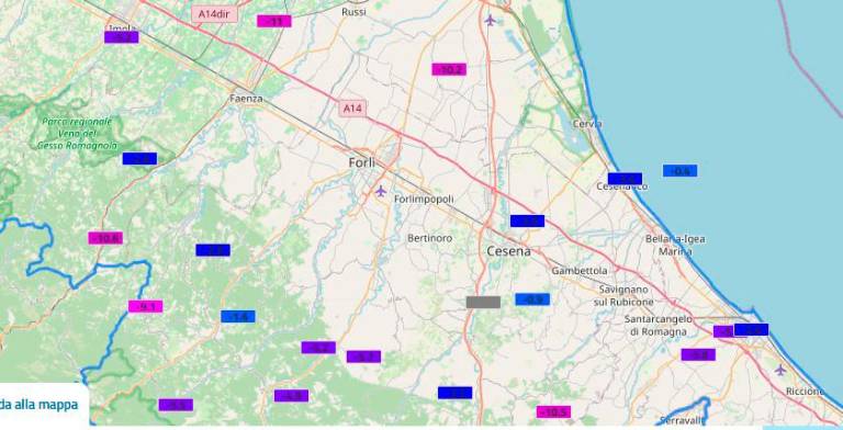Meteo Romagna, nella morsa del gelo: temperature fino a -13 nell’entroterra