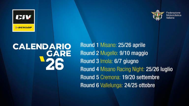 Motociclismo, Civ 2026: ecco le date