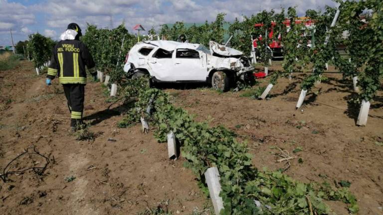 Forlì, esce di strada in A14: l'auto si ribalta più volte e finisce in mezzo ai filari di un vigneto