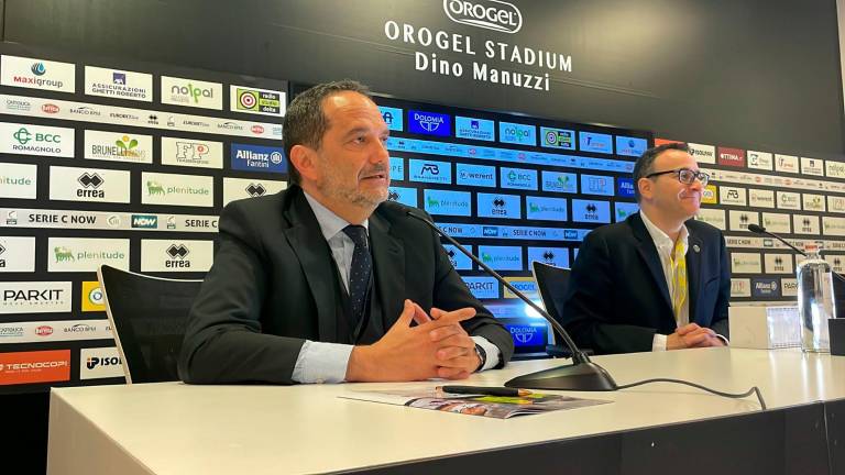 Il presidente della Lega Pro Matteo Marani oggi al Manuzzi di Cesena (Zanotti)