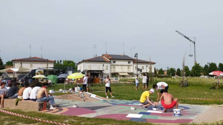 Bagnacavallo, murales collettivo allo skate park dell'area verde Redino