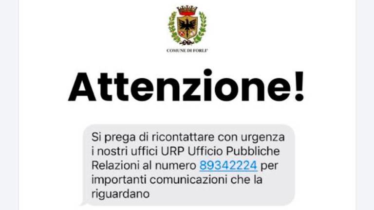Forlì, sms invita a contattare l’Urp del Comune: “Attenti, è una truffa”