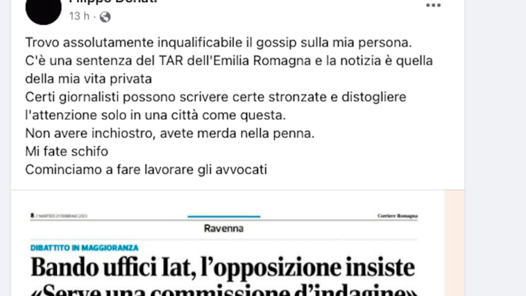 Ravenna, insulti al Corriere dall'ex candidato sindaco. L'Aser: Chieda scusa