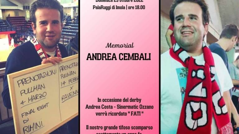 Basket, l'Andrea Costa Imola domenica renderà omaggio ad Andrea Cembali