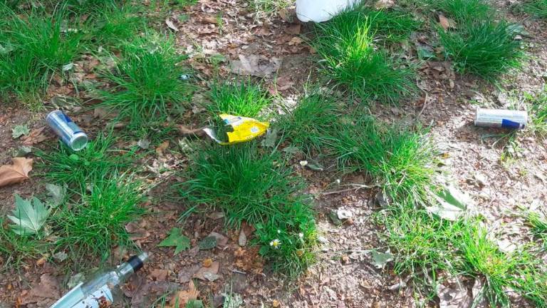 Immondizia gettata per terra ai giardini Serravalle