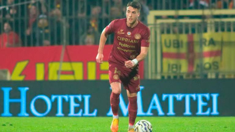 Cristiano Bani in azione con la maglia del Ravenna (Fiorentini)