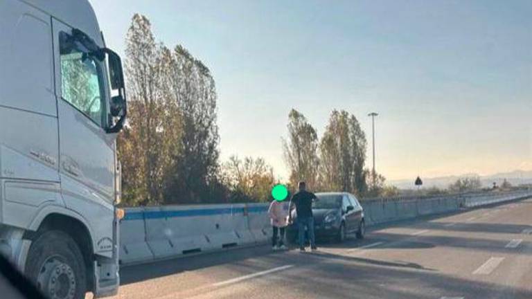 La donna messa al sicuro sulla E45 questa mattina