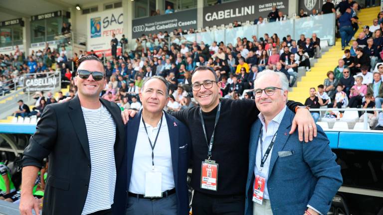 I vertici del Cesena Fc: da sinistra Mike Melby, Michael Aiello, John Aiello ed Anthony Scotto - foto Gianmaria Zanotti