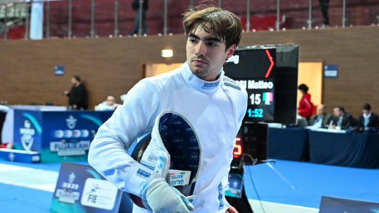 Matteo Galassi dopo il debutto di questa mattina a Fujairah (foto Federscherma)