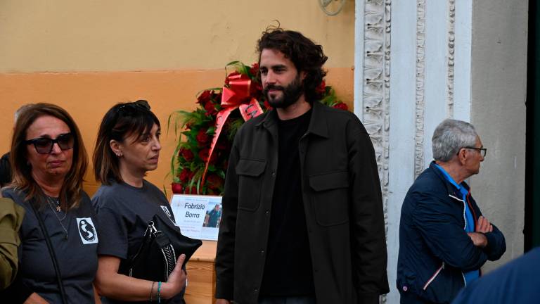 Gianmarco Tamberi nel giorno dell’ultimo saluto all’amico e fisioterapista forlivese Fabrizio Borra (foto Fabio Blaco)