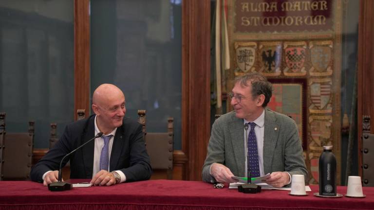 Il presidente della Sacmi Paolo Mongardi e il rettore di Unibo Giovanni Molari
