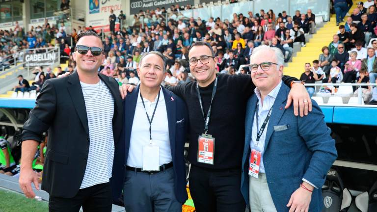 I vertici del Cesena Fc: da sinistra Mike Melby, Michael Aiello, John Aiello ed Anthony Scotto (foto Zanotti)