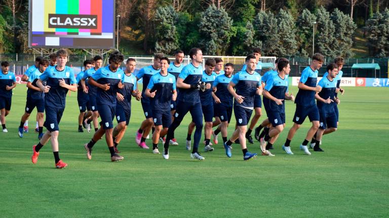 San Marino durante l’allenamento di rifinitura di ieri (Fsgc)