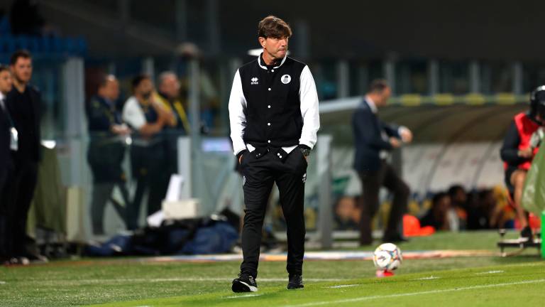 Solo Gigi Radice aveva vinto più partite di Michele Mignani, a sinistra, dopo 14 giornate del campionato di B