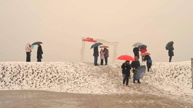 Neve a Riccione, in azione i mezzi spargisale. Lo spettacolo della spiaggia imbiancata