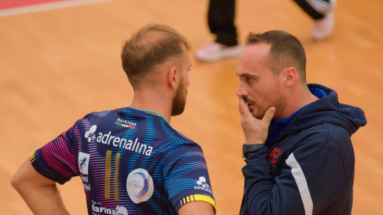 L’alzatore Russo con il tecnico Valentini (Fiorentini)