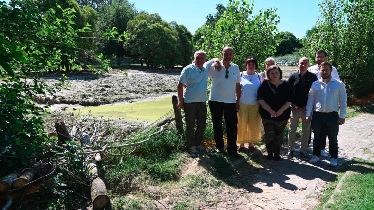 Il gruppo consiliare del Pd al laghetto del Parco urbano (foto Fabio Blaco)