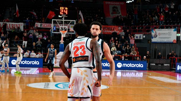 La grinta di Stephens e Gaspardo durante il match di sabato con Roseto