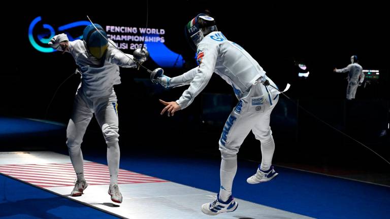 Matteo Galassi, a destra, ai Mondiali di Tbilisi del 2025