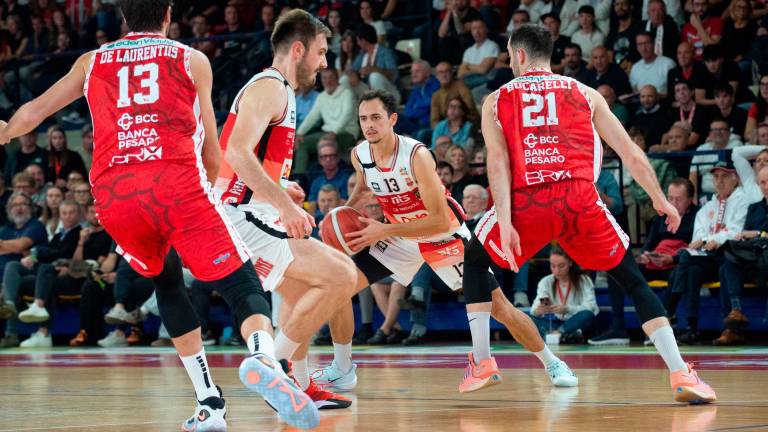 Pierpaolo Marini e Alessandro Simioni contro Quirino De Laurenitiis e Lorenzo Bucarelli nella sfida di regular season al Flaminio foto tommaso morosetti