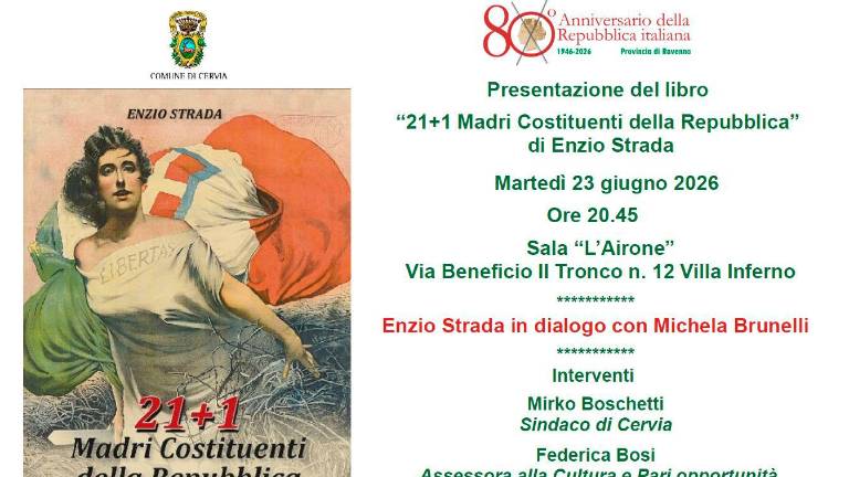 Il libro “21+1 madri costituenti della Repubblica” di Enzio Strada sarà presentato martedì 23 a Villa Inferno