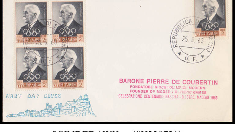 San Marino, quei francobolli da 2 lire dedicati a Pierre De Coubertin