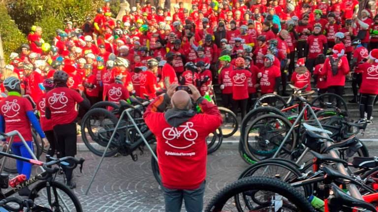 I partecipanti alla pedalata