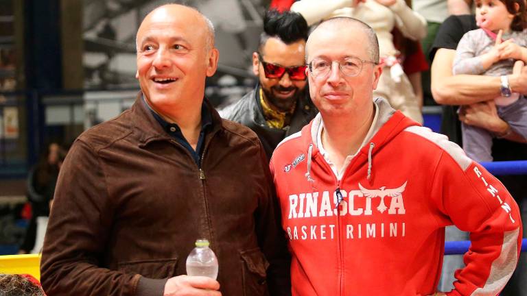 Il presidente di Rinascita Basket Rimini, Paolo Maggioli e l’ad Paolo Carasso