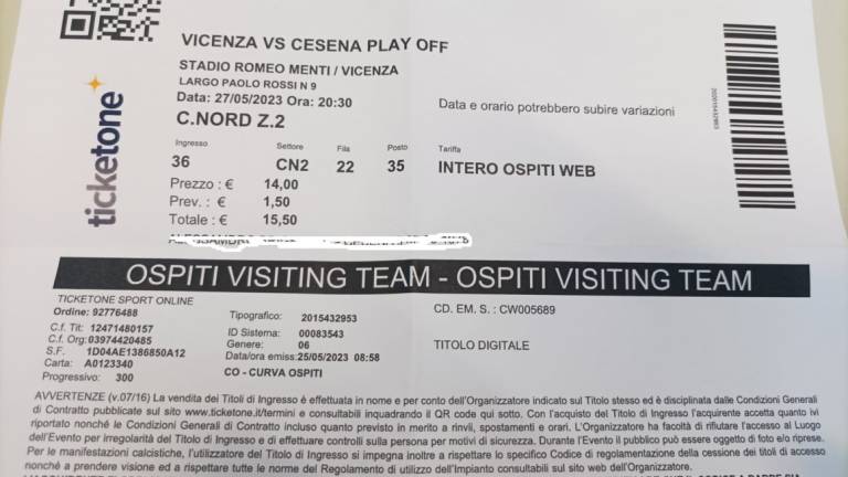 Calcio C play-off, Vicenza-Cesena in diretta su RaiPlay: 600 posti per i tifosi bianconeri nel settore ospiti