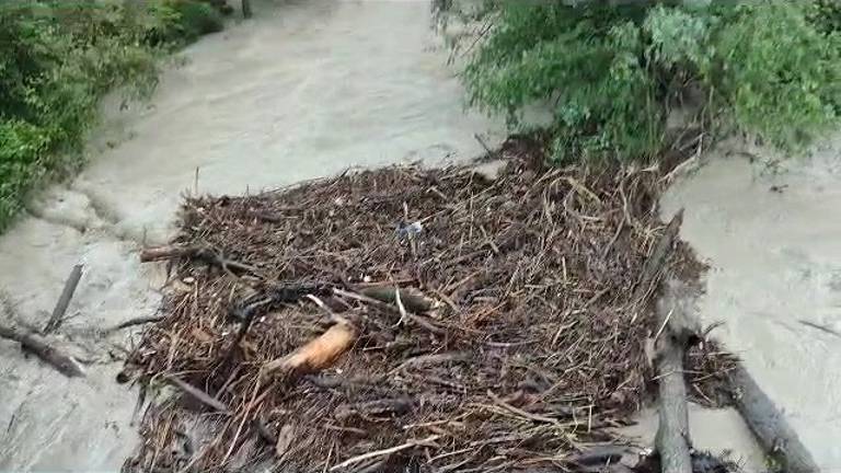 Castrocaro, il fiume Montone in piena