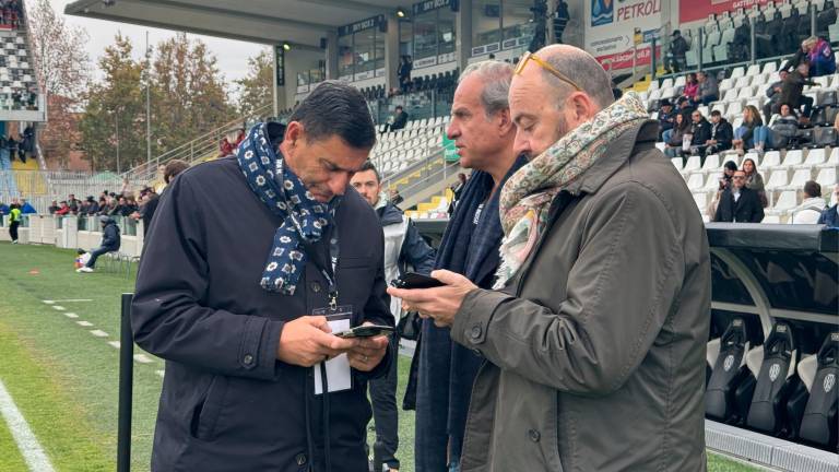 Da sinistra il membro del cda Massimo Agostini, il diesse Filippo Fusco e il dg Corrado di Taranto