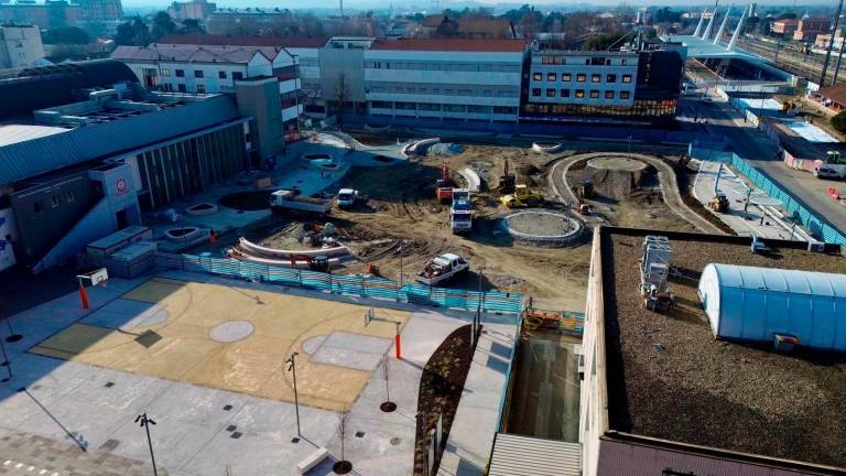 Il cantiere in piazzale Marx