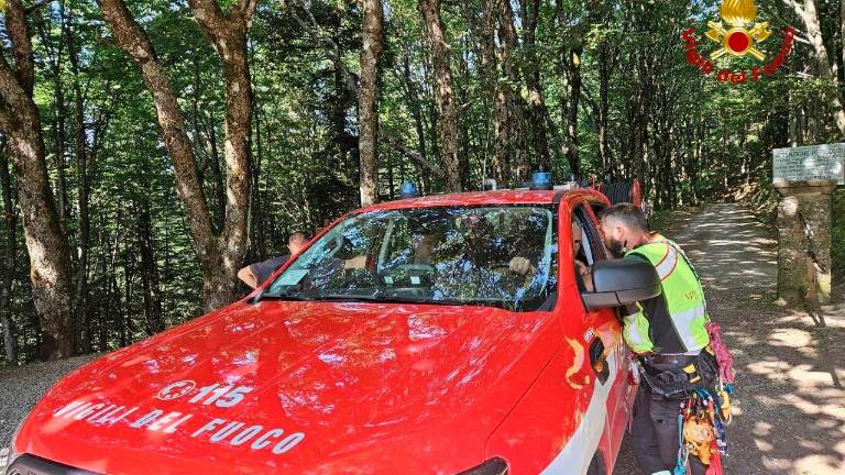 Un intervento di vigili del fuoco e soccorso alpino foto d’archivio